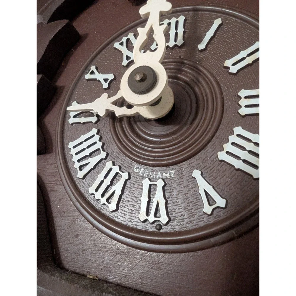 Vintage Mid Century Cuckoo Clock West Germany Traditional Style Dark Wood Time